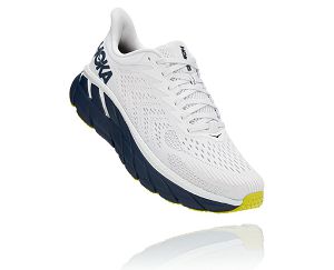 Hoka One One Clifton 7 Mens Walking Shoes Blanc De Blanc/Black Iris | AU-9345261